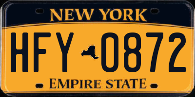 NY license plate HFY0872