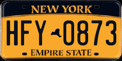 NY license plate HFY0873