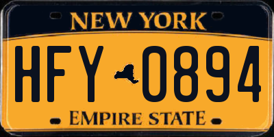 NY license plate HFY0894