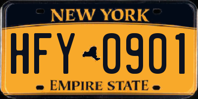 NY license plate HFY0901