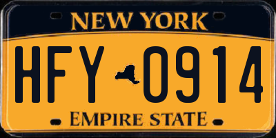 NY license plate HFY0914