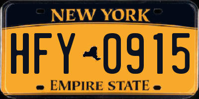 NY license plate HFY0915