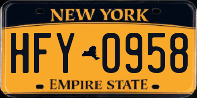 NY license plate HFY0958