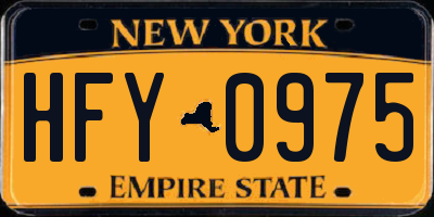 NY license plate HFY0975