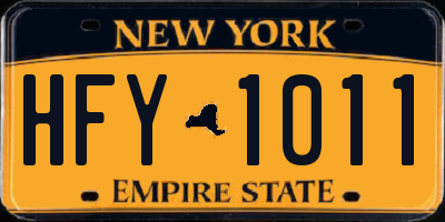 NY license plate HFY1011