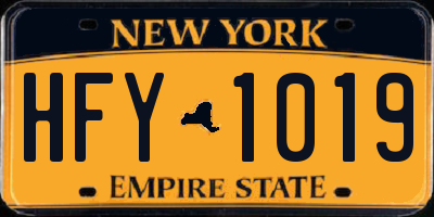NY license plate HFY1019