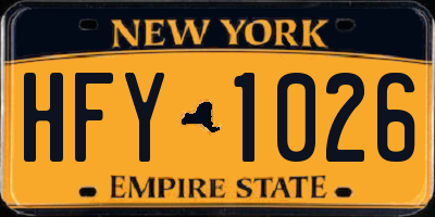 NY license plate HFY1026
