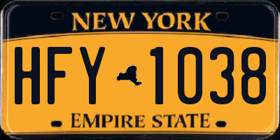 NY license plate HFY1038