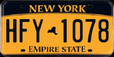 NY license plate HFY1078