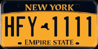 NY license plate HFY1111