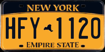 NY license plate HFY1120