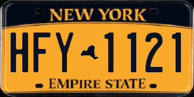 NY license plate HFY1121