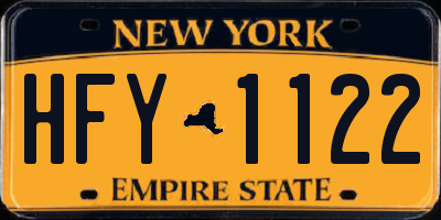 NY license plate HFY1122