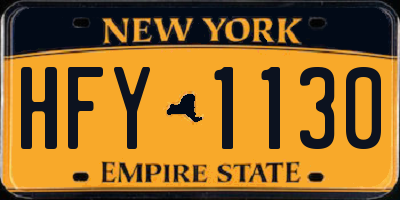 NY license plate HFY1130