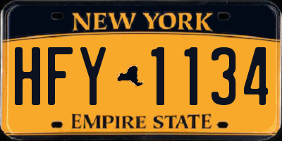 NY license plate HFY1134