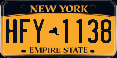 NY license plate HFY1138