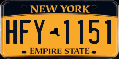 NY license plate HFY1151