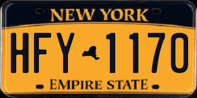 NY license plate HFY1170