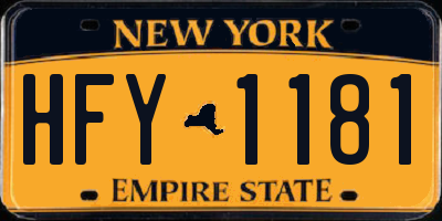 NY license plate HFY1181
