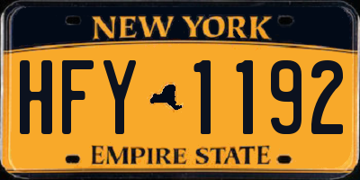NY license plate HFY1192
