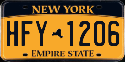 NY license plate HFY1206