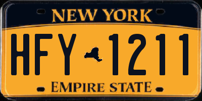NY license plate HFY1211