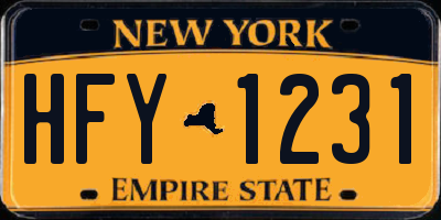 NY license plate HFY1231