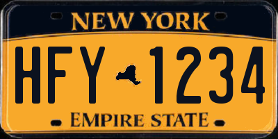 NY license plate HFY1234