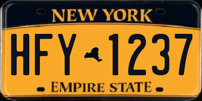NY license plate HFY1237
