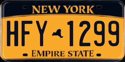 NY license plate HFY1299