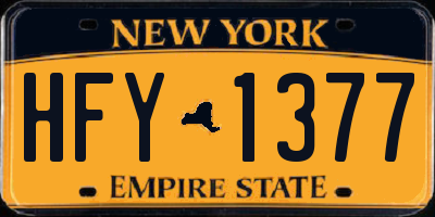 NY license plate HFY1377