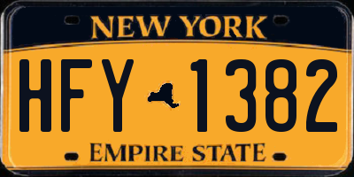 NY license plate HFY1382