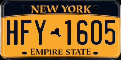 NY license plate HFY1605