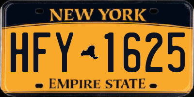 NY license plate HFY1625
