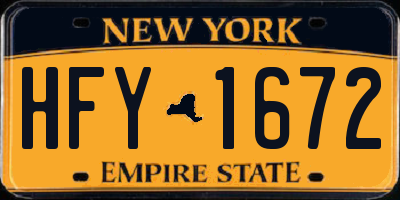 NY license plate HFY1672
