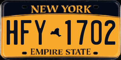 NY license plate HFY1702