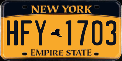 NY license plate HFY1703