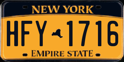 NY license plate HFY1716