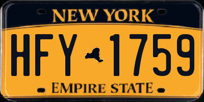 NY license plate HFY1759
