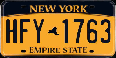 NY license plate HFY1763