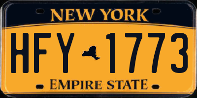 NY license plate HFY1773
