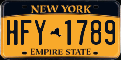 NY license plate HFY1789