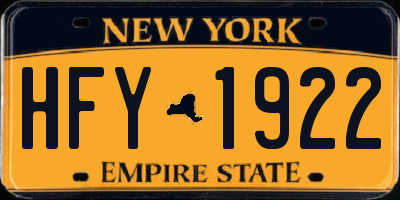 NY license plate HFY1922