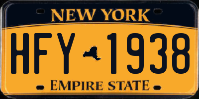 NY license plate HFY1938