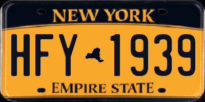 NY license plate HFY1939
