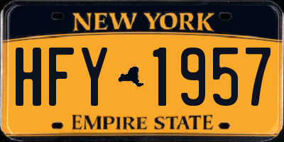 NY license plate HFY1957