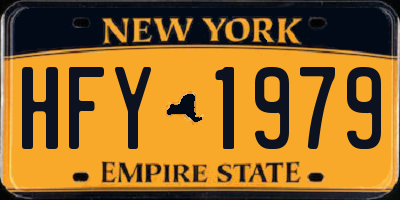 NY license plate HFY1979