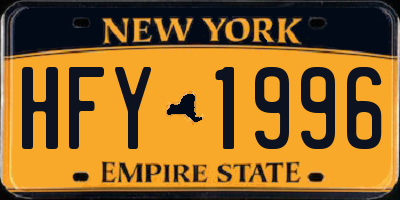 NY license plate HFY1996