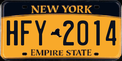 NY license plate HFY2014