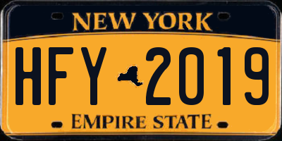 NY license plate HFY2019